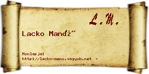 Lacko Manó névjegykártya